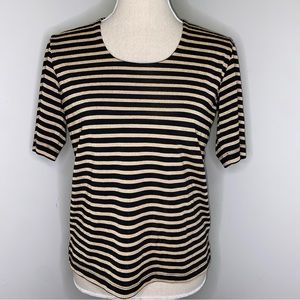Chico’s Travelers shimmer gold & black striped short sleeve top size 0 Small 4